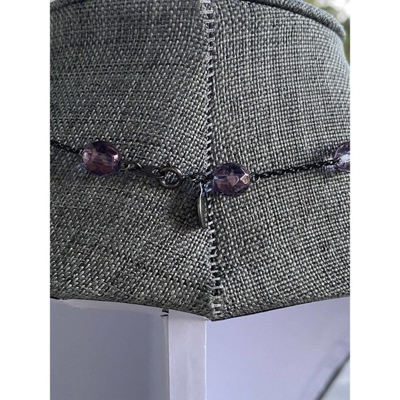 Express Necklace Purple Acrylic Beads Black Chain 15” - Picture 6 of 6